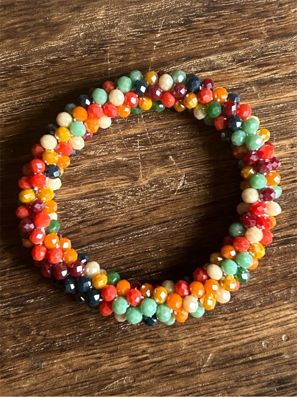 Handmade Bohemian Elastic Glass Bead Bracelet - Multi-Color Stretchable - Picture 5 of 10
